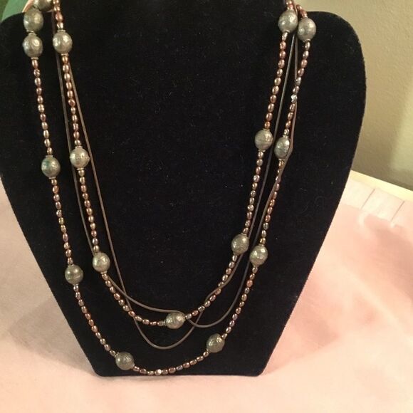 Coppertone Beaded Double Strand Necklace - Picture 3 of 5